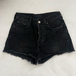 Sisley Black Denim Cut Off Shorts